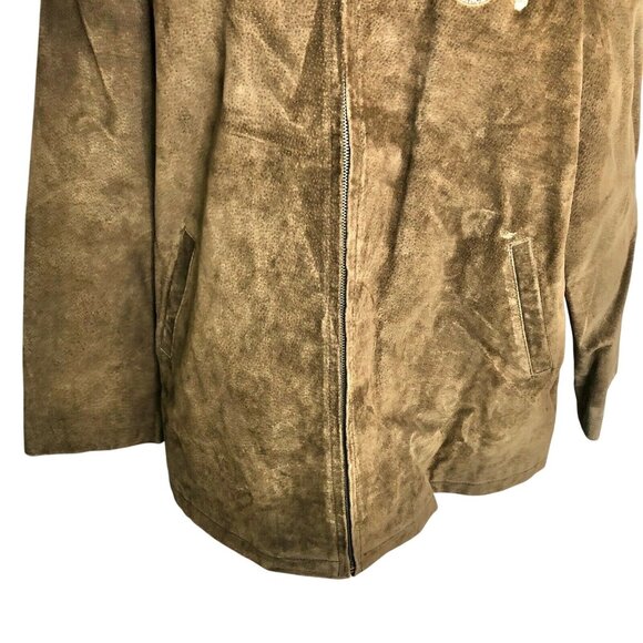 Vintage Disney Store 2XL Brown Leather Jacket W/ Winnie The Pooh Embroidery - Picture 7 of 9